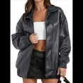 thumbnail image 1 of Chaqueta de Sintético para Mujer, Abrigos de Motociclista Extragrandes, Moda Otoño 2025, Ropa de Invierno Gris XXL, 1 of 7