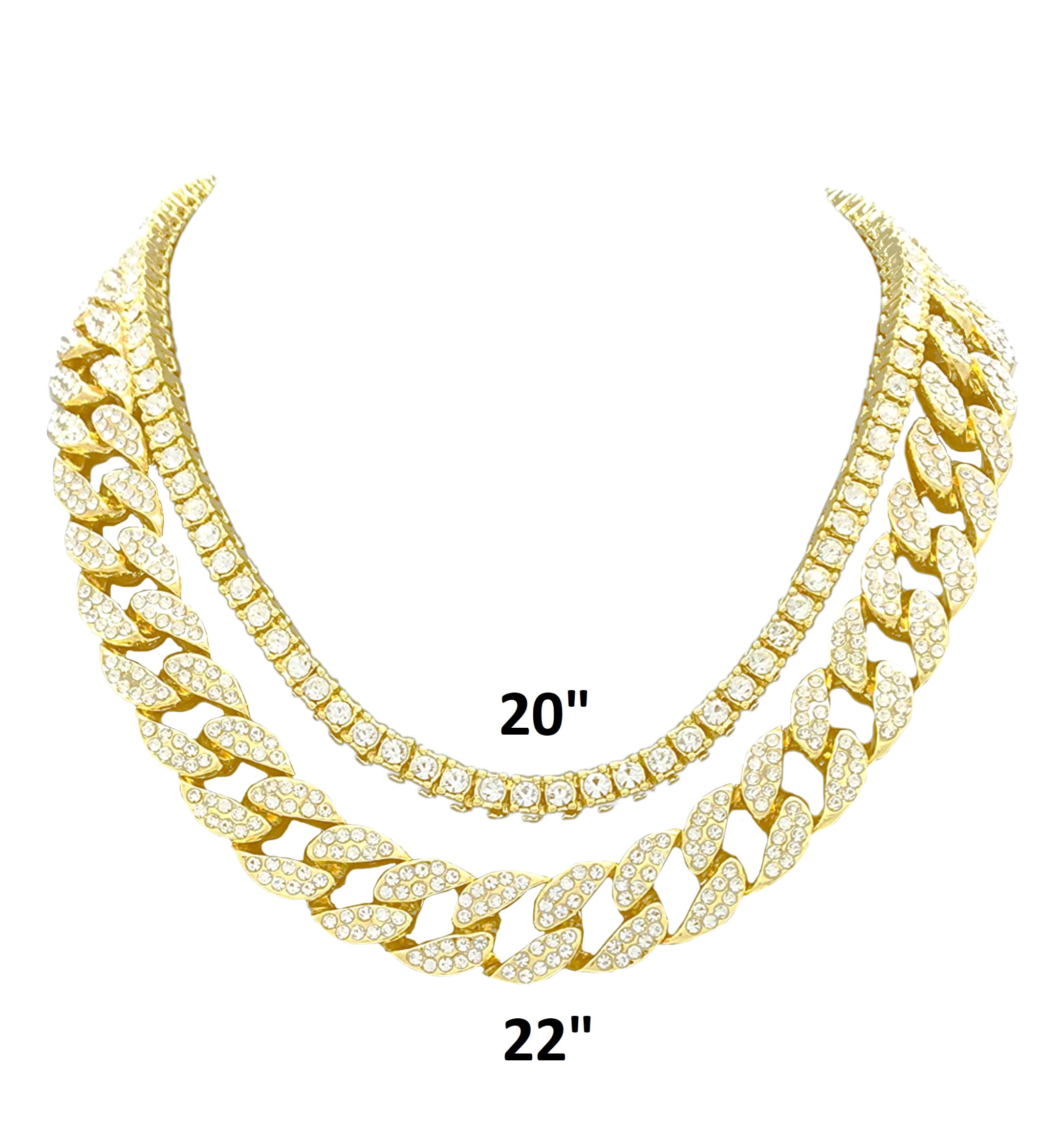 Charles Raymond Iced Out Hip Hop Gold Tone CZ Miami Cuban Link Chain Choker Necklace