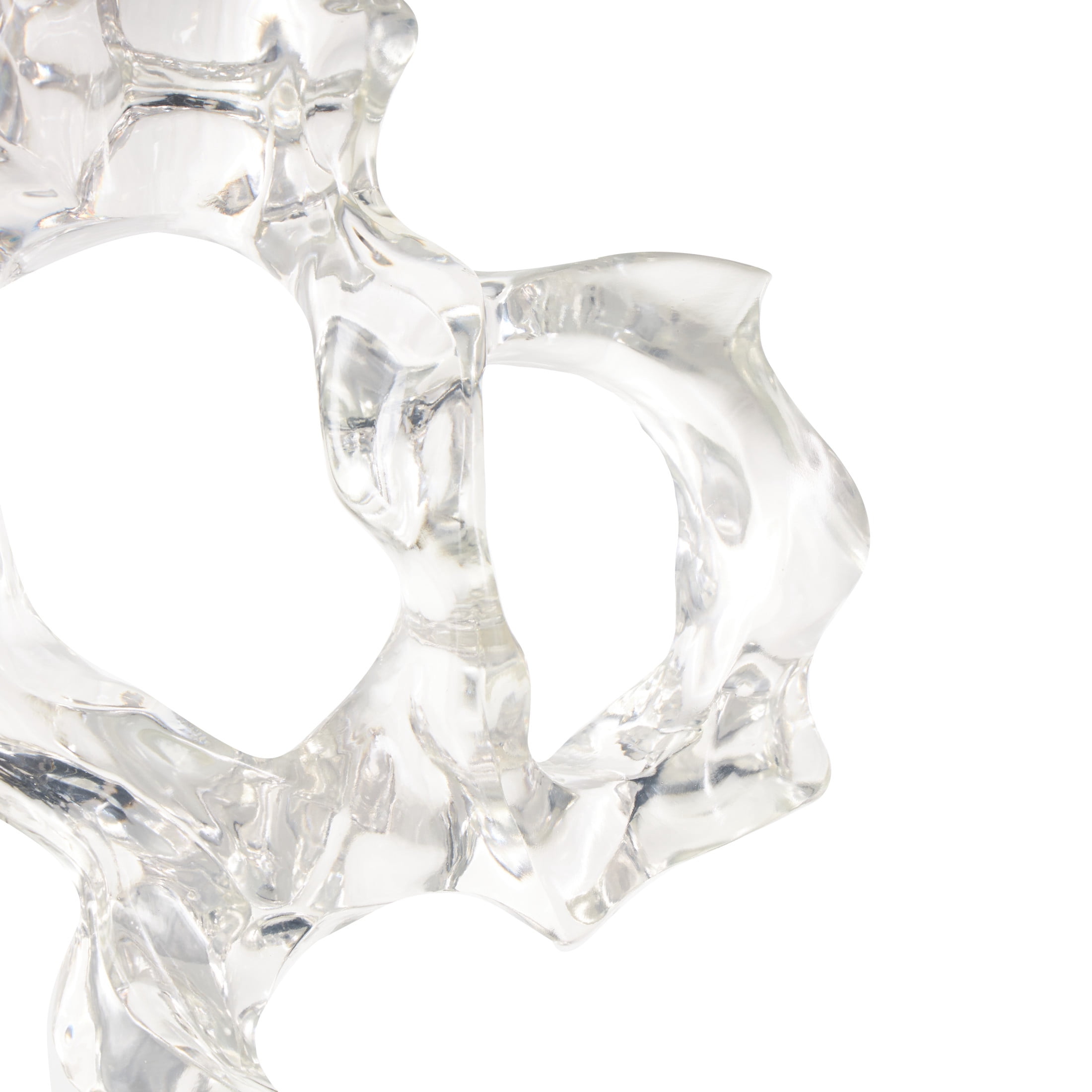 14" x 29" Clear Resin Abstract Sculpture with Black Square Base, by DecMode