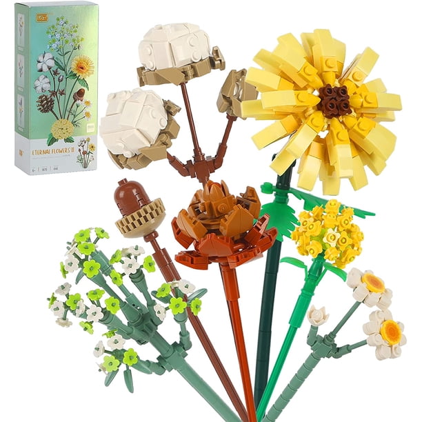 Mini juego de construcción de ramo de flores de ladrillo, flores artificiales, decoración única para el hogar, colección botánica, 646 piezas para niños de 8 a 12 años para regalo TUNC Sencillez