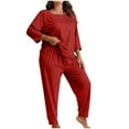 thumbnail image 5 of LYEAA Womens Capri Pajama Sets Plus Size Solid Sleeveless Top and Pant Pullover Sleepwear Breathable Loungewear, 5 of 5