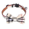 thumbnail image 1 of Collar de perro con pajarita y juego de correa: lindo collar de capucha de perro a cuadros clásico ajustable con campanas, 1 of 5