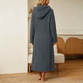 thumbnail image 6 of Women's Hooded Fleece Bathrobe Long Sleeve Cable Knit Textured Robe with Pockets Cozy Homewear for Fall Winter, 6 of 7