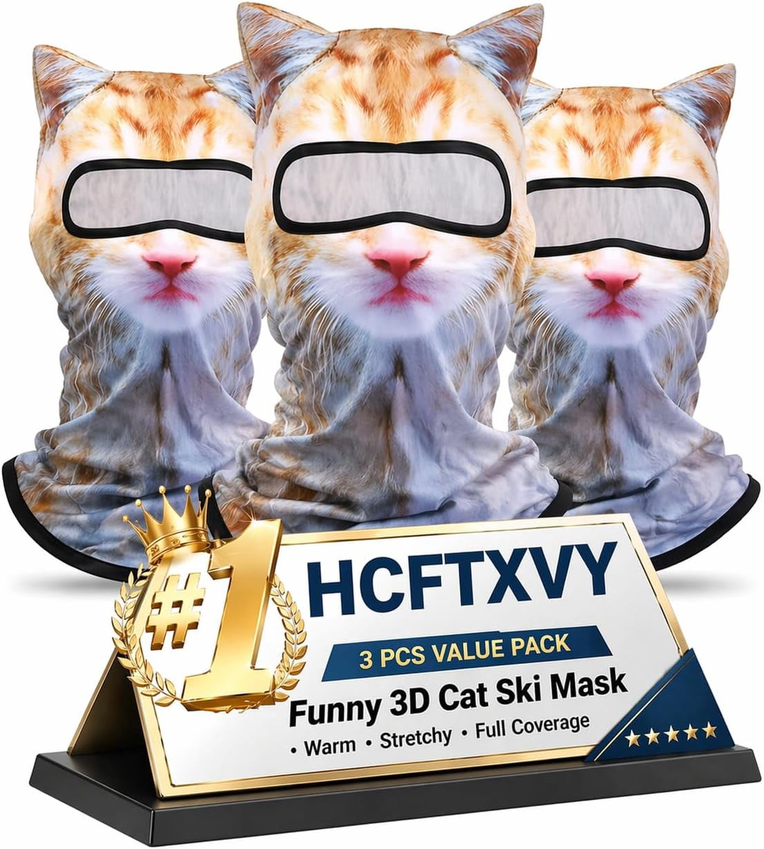 3 Pack Cat Ski Mask Shiesty Balaclava Cute Funny Animal Face with Ears Fuzzy Kitty Suitable for Outdoor Activities