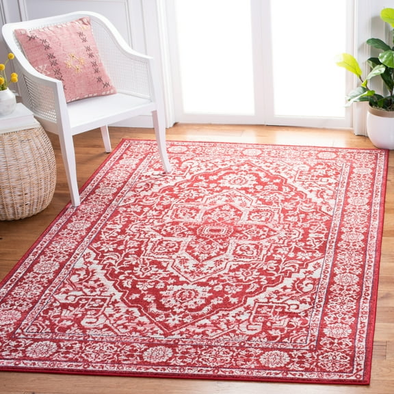 SAFAVIEH Brentwood Adams Oriental Area Rug, Red/Ivory, 4' x 6'
