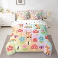 thumbnail image 2 of Feelyou Kawaii Brown Deer Bedding Comforter Set 7-Piece, Cartoon Jungle Mushroom King Bedding Sets, Cure Rainbow Flower Reversible Bed Sheets, Breathable Home Decor, 2 of 7