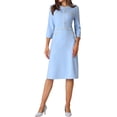 thumbnail image 2 of INSPIRE CHIC Women's A-Line Dress Contrast Color Wear-to-Work Tweed Trim Dresses 2XL Blue, 2 of 6