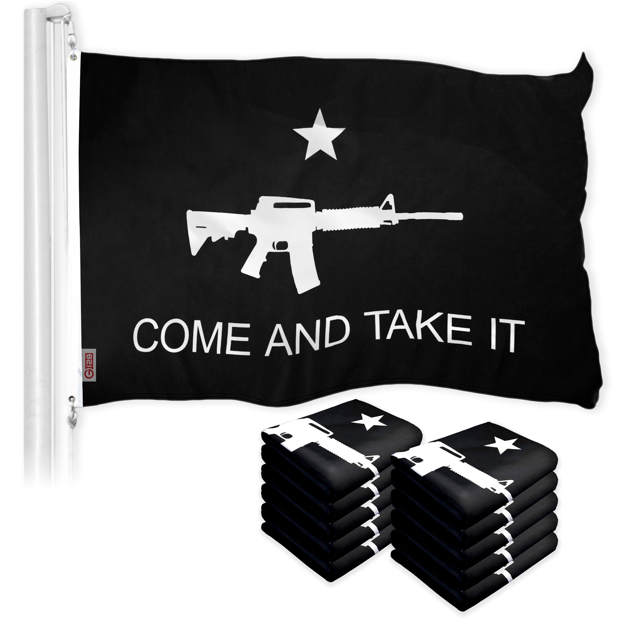 Come and Take It Rifle Black Flag 3x5FT 10-Pack Printed 150D Polyester ...