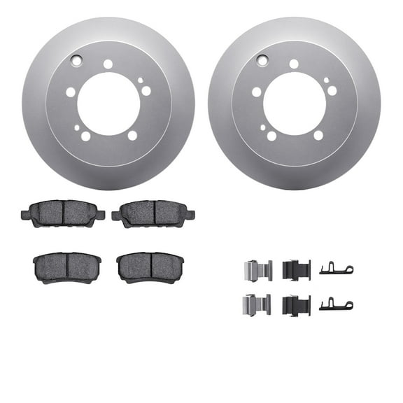Dynamic Friction Company Rear Geospec Brake Rotors with 5000 Advanced Brake Pads includes Hardware 4512-72057