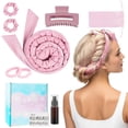 thumbnail image 1 of Conjunto de diadema rizadora sin calor, rulos suaves para dormir, para mujer, color rosa., 1 of 5