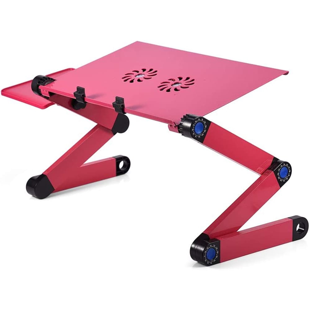 Aluminum Laptop Stand Adjustable with Cooling Fan and Mouse Pad, Reinforced Ergonomic Lap Desk