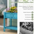 thumbnail image 4 of PetFurnishn HIPS Raised Garden Bed, Elevated Planter Box w/Legs, Storage Shelf, Drainage Holes, Weather-Proof Standing Raised Beds for Backyard Porch Balcony Flower Herb (Blue, 44" x 18" x 29"), 4 of 18