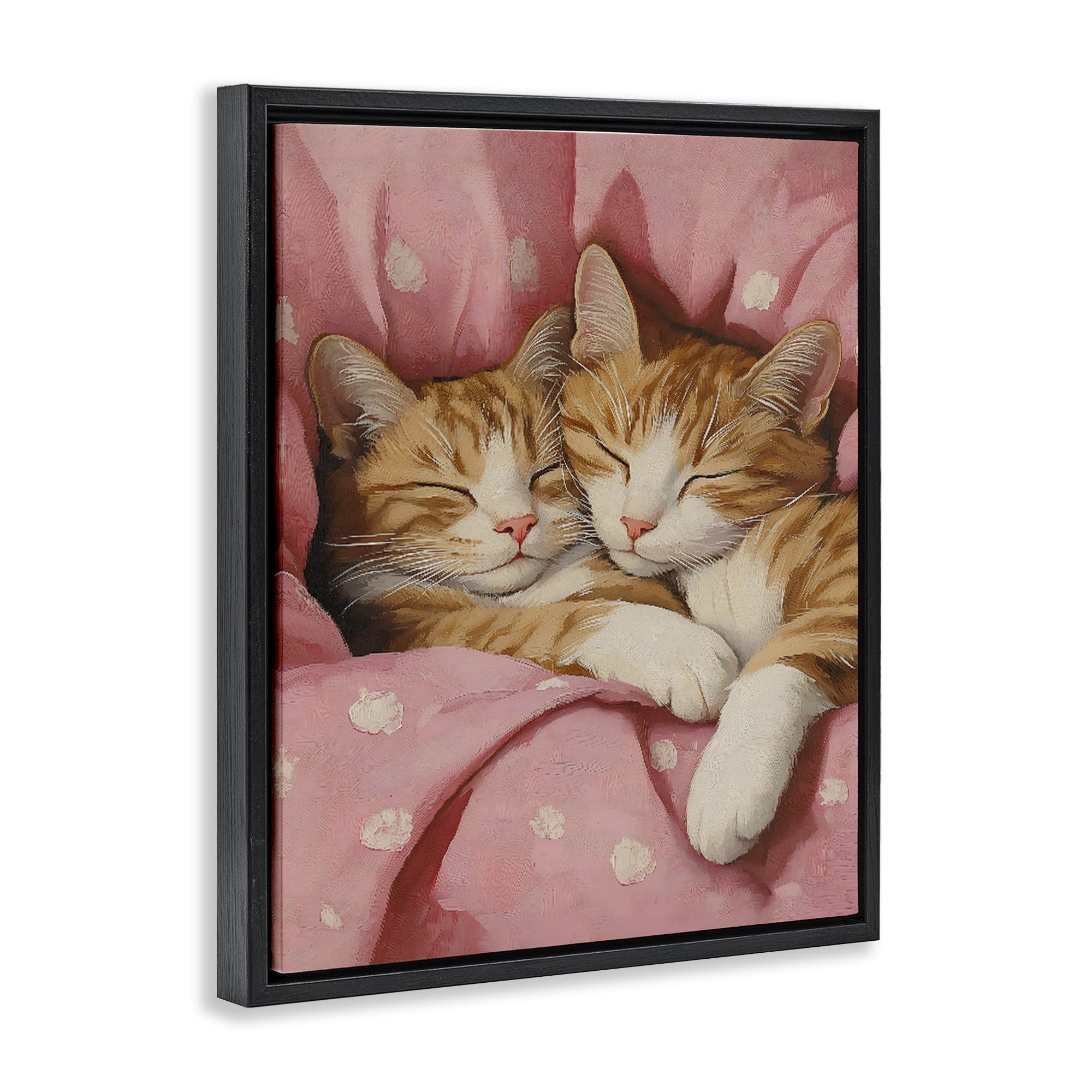 Stupell Industries Sleeping Orange Cats Embrace Black Framed Floater Canvas Wall Art, design by The Prints Vibe
