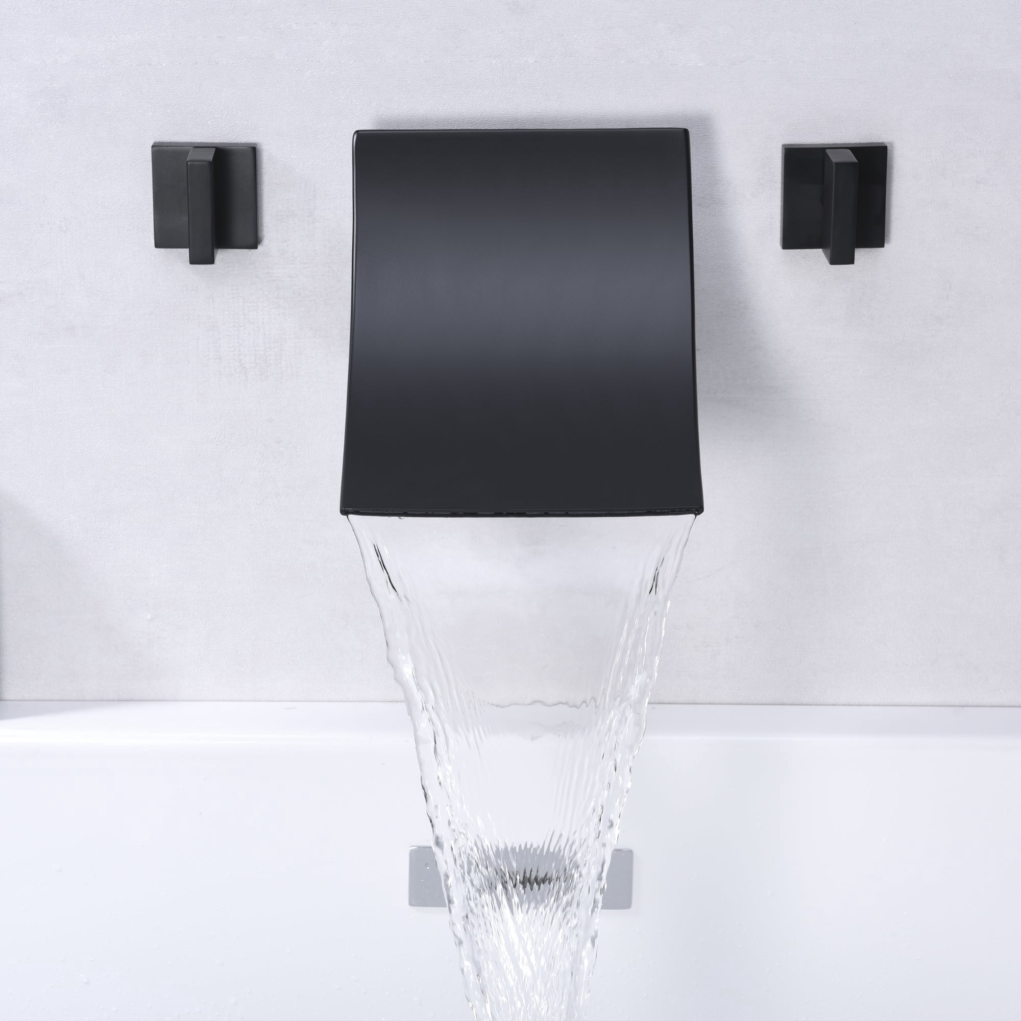 High Flow Wall Mount Waterfall Bath Tub Filler Faucet Matte Black,SUMERAIN