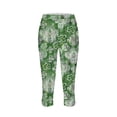 thumbnail image 4 of IFNWSV Leggings Women Print Capri Length High Waist Elastic Comfort Soft Yoga Gym Stretch Pants with Pockets Green L, 4 of 5