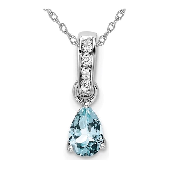 1/2 Carat (Ctw) Aquamarine Drop Pendant Necklace in 10K White Gold with Chain