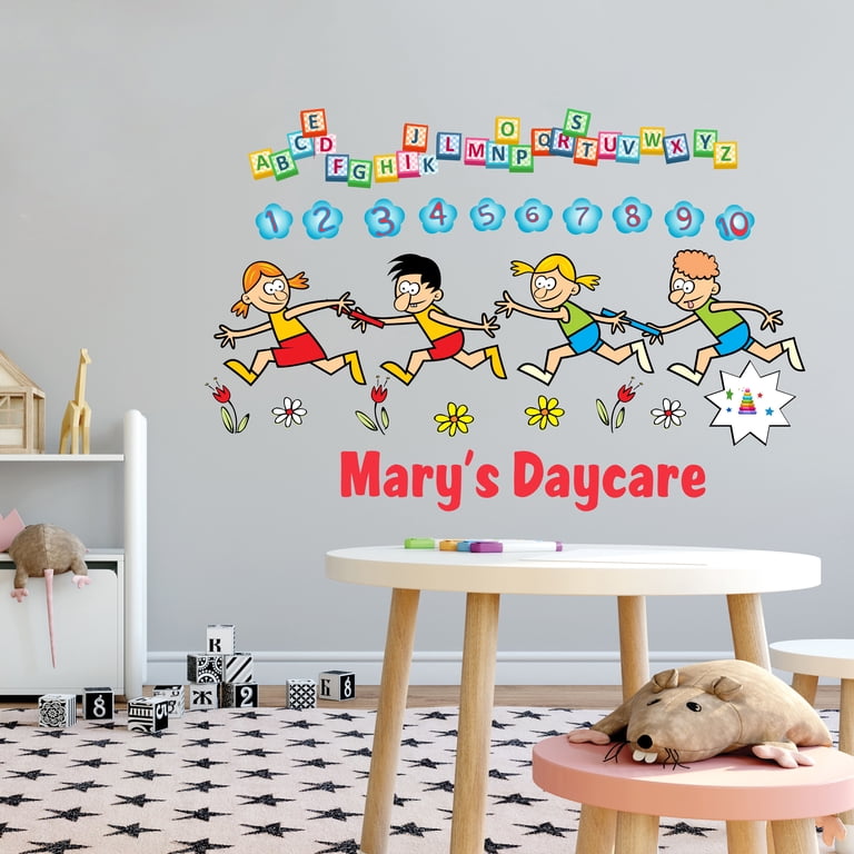 Multicolored Daycare Alphabet Numbering Peel and Stick Wall Decals