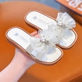 thumbnail image 3 of Bixock Toddler Girls Sandals Summer With Pearl Bow Solid Color Soft Sole Non Slide Beach Toddler Sandals Open Toe Daily Shoes, 3 of 7