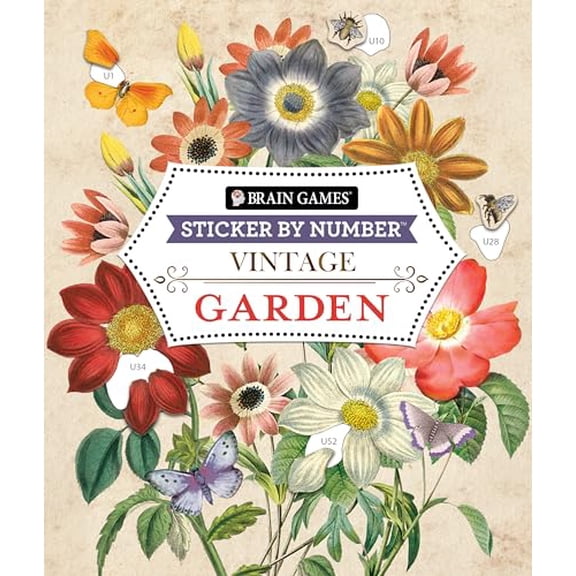 Pre-Owned Brain Games - Sticker by Number - Vintage: Garden (28 Images to Sticker) (Paperback) 1639385932 9781639385935