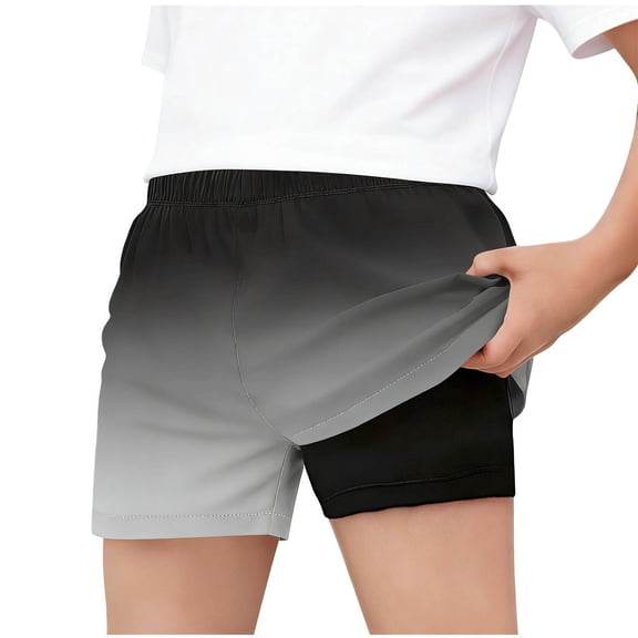Edvintorg Boys Swim Trunks with Compression Liner Summer Gradient Breathable Elastic Waisted Casual Beach Short Size 5-15