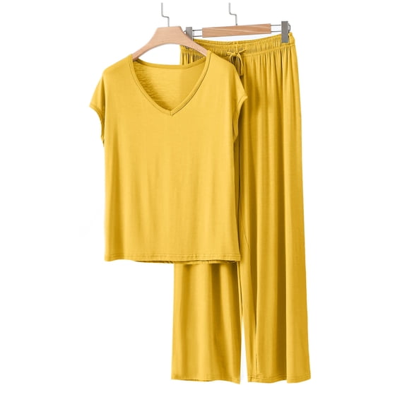 Ailaofu Women's Buttery Soft Modal Pajama Set - Breathable 2-Piece Lounge Sleepwear with Elastic Waist