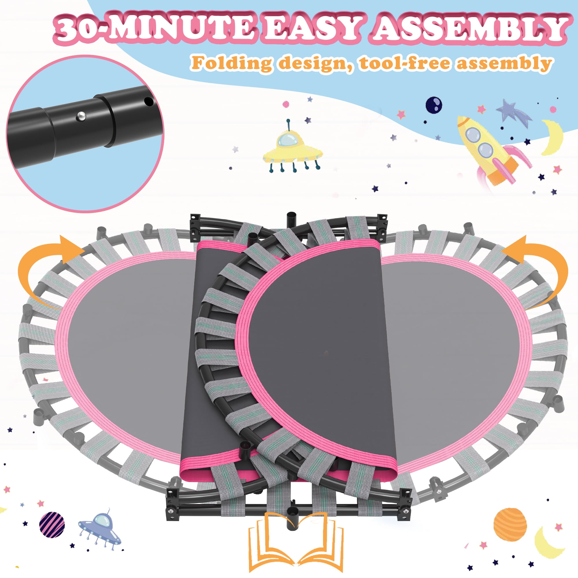 Free Shipping! Toddler Trampoline for Kids, 55inch Mini