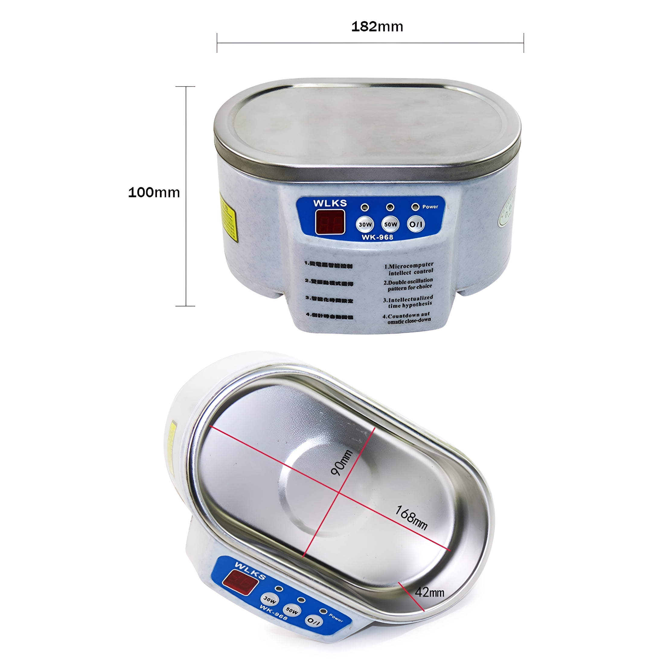 HIBIBUD Ultrasonic Cleaner Low Noise 30/50W Timing ABS Sonicator Jewelry Glasses Circuit Board Cleaning Machine for Daily Use