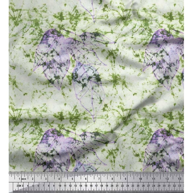 Soimoi Tissu Poly Georgette Imprimé Feuilles & Texture Tissu au Mètre 52 Pouces de Large