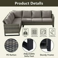 thumbnail image 4 of Outdoor Rattan Sectional Sofa L-Shaped Patio Conversation Furniture Set, Wicker Patio Sectional Sofa with Gray Cushion, 4 of 7
