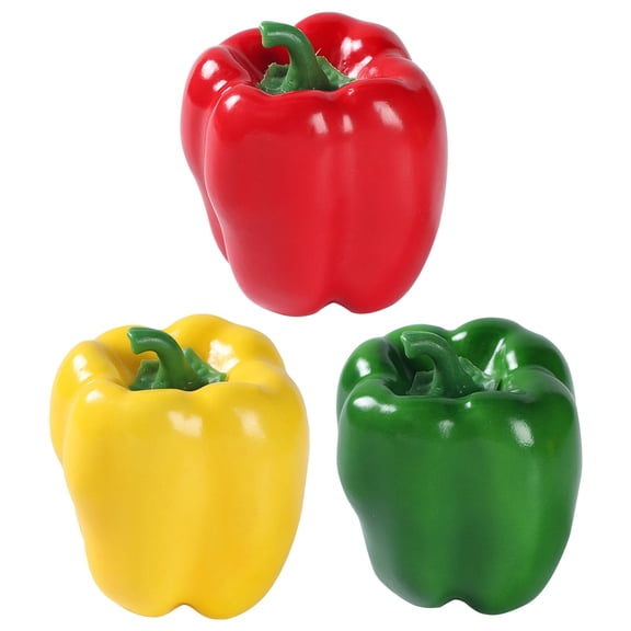 LYINGF 3 Pack Bell Pepper Models Realistic Vegetable Replicas Red Green Yellow Positive Energy Decor Home Display Vibrant Kitchen Accent Pieces Naturalistic Decorations Set