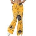 thumbnail image 3 of QATAINLAV Women's 70S Yoga Pants Hippie Clothes High Waisted Workout Flared Leggings Cute Graphic Print Athletic Bell Bottom Trousers Yellow XL, 3 of 8