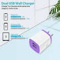 thumbnail image 5 of USB C Block, Dual Port USB Charger Plug with 2 Pack 6FT USB C Cable Cord, Hootek Type C Charger Adapter Fast Charger Power Station Type C Wall Charger Brick Fast Charging for Samsung, Purple, 5 of 7