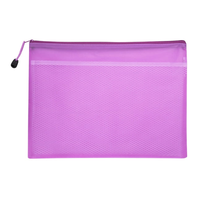 BINGLI Mesh Zipper Pouch A4 Size, Large Double Pocket Lightweight Nylon Transparent File Bag, Foldable Document Storage for Puzzle Project/Cross Stitch/Travel/Office