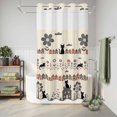 thumbnail image 6 of No Hook Shower Curtain, Japanese Style Shower Curtains for Bathroom with See Through Top Window, Vintage Cartoon Cat House Trees Flowers Waterproof & Washable Bath Curtain Narrow 54"x78", 6 of 9