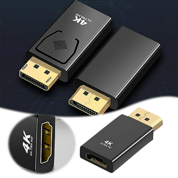 DisplayPort to HDMI Adapter 4K - Gold-Plated DP to HDMI Converter for PC, Laptop, TV & Projector - Supports Ultra HD Video & Audio - Uni-Directional Plug & Play