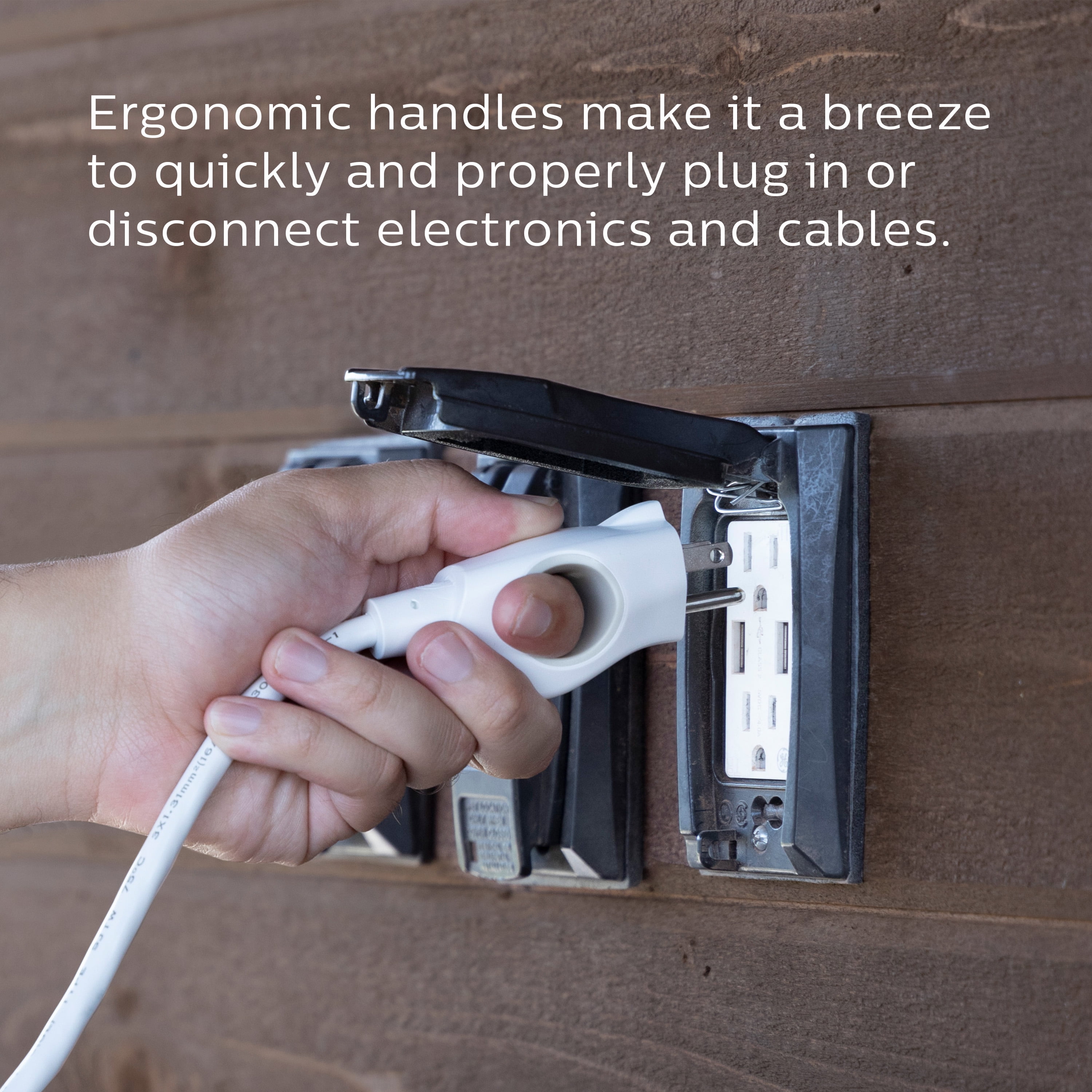 (2 pack) Philips EZGrip 8FT White Extension Cord 3 Prong with Multiple Outlets Outdoor Indoor 16AWG
