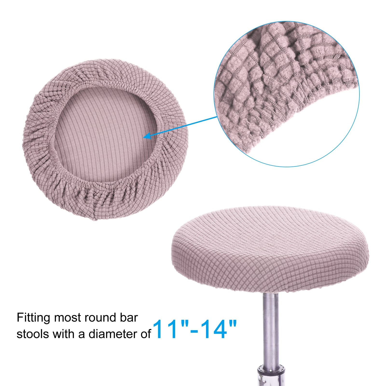 Unique Bargains 11 Inches Round Bar Stool Cover Washable Elastic Stool Cushion Slipcovers Light Pink