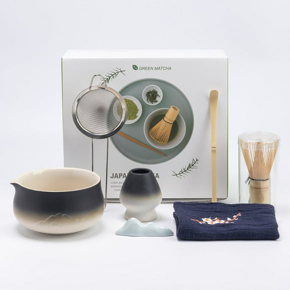 HmNPlay Cooking Utensils,Kitchen Utensils Japanese 7 Piece Matcha Tea Set Standard Size Ceramic Bowl With Whisk Spoon Holder Strainer Container And Caddy For Traditional Ceremonies