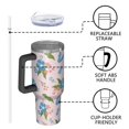 thumbnail image 4 of Floral 40oz Tumbler– Stainless Steel Insulated Tumbler with Handle and Straw, Large Capacity Travel Cup for Hot & Cold Drinks,Thanksgiving,Christmas, Spring,Flower, 4 of 6