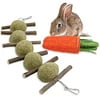 OVERTANG Rabbit Chew Toys, Improve Dental Health, No Glue, 100% Natural Materials by Handmade. Loofa Carrot Toys, Licorice Balls and Apple Sticks Toys. for Rabbits, Chinchillas, Guinea Pigs, Hamsters