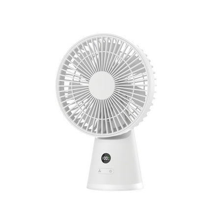 

PTJKU Desktop Small Fan Digital Display Charging USB Silent Portable Student Handheld Night Light Circulating Fan White