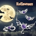thumbnail image 2 of Halloween Black Bat & Devil Jewelry Set Necklace/Earrings/Ring, Gothic Statement Cosplay Party Jewelry Gift for Women Men, 2 of 8