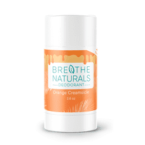 Breathe Naturals Deodorant - 24 Hour Freshness - Aluminum Free & Vegan - Made for Sensitive Skin - For Men, Women & Kids - 2.6 oz Stick - Made in the USA - (Orange Creamsicle)