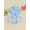 thumbnail image 3 of Suealasg Baby Girl Romper Dress Fly Sleeve Flower Embroidered Tulle Bodysuits Dress 3M 6M 12M 18M Newborn Girls Summer Birthday Clothes, 3 of 8