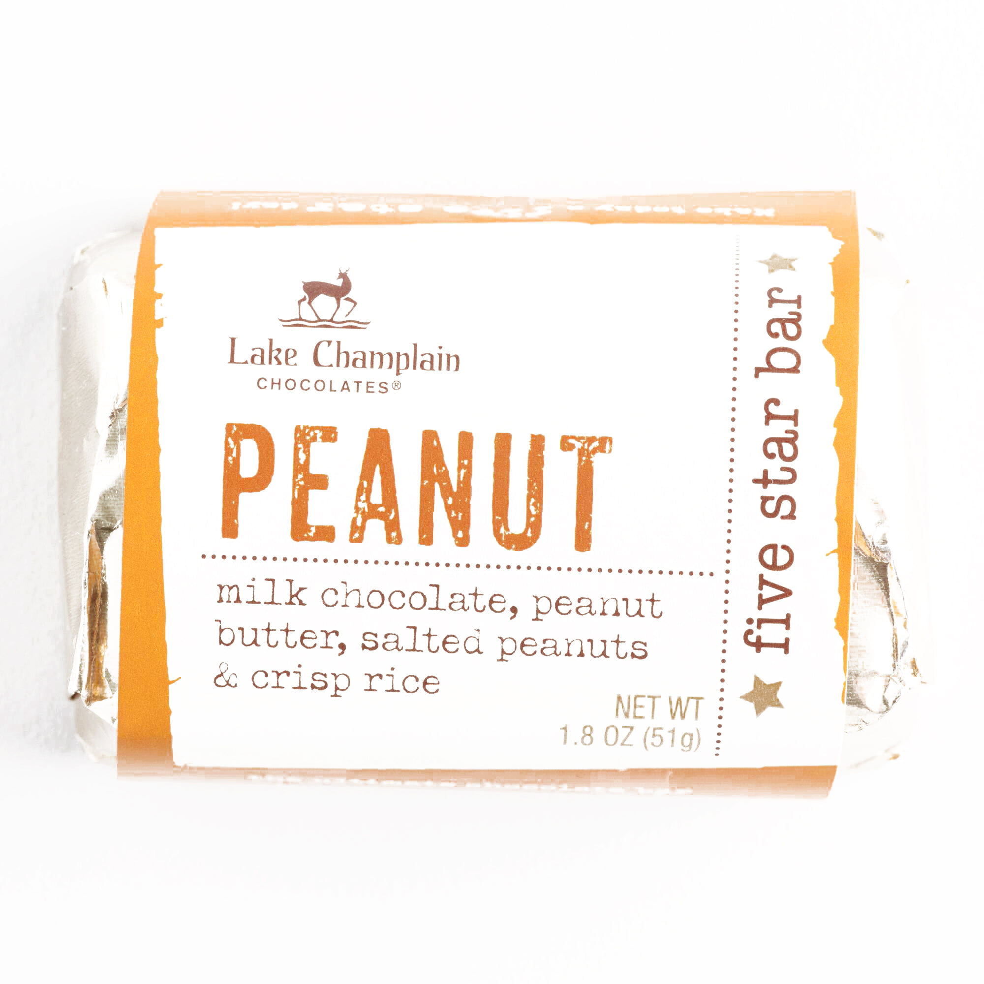 Lake Champlain Peanut Butter Five Star Chocolate Candy Bar, 1.8 Ounces (10 Pack)