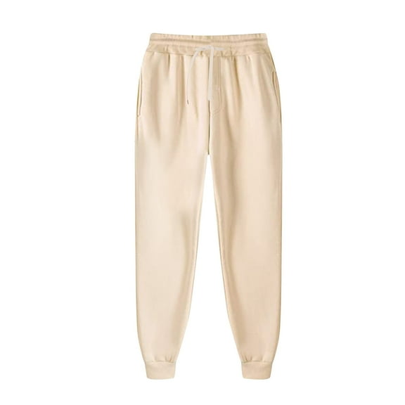 JTieacloth Mens Casual Pants Men And Women Autumn And Winter Leisure Solid Color Pants Trousers Beige