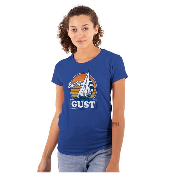 Funny Summer Sailing Eat My Gust Boat Womens Fitted Plus Size Graphic Tee Brisco Brands 2X