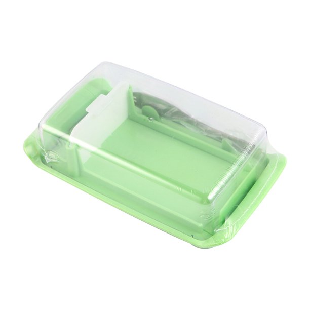 Wosthever Estuche de plástico para cortar y almacenar mantequilla Envase para mantequilla con tapa sellada Recipiente para conservar queso con Herramientas y accesorios para hornear verde
