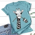 thumbnail image 1 of ICHUANYI Clearance Plus Size Women Short Sleeve Printed Tops Tee T-Shirt Blouse(Blue, XXL) ICHUANYI WER2023081117423, 1 of 3