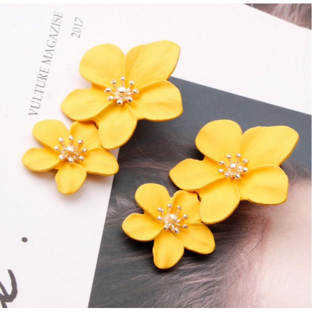 Pendientes Sense Pendientes Estilo Pendientes Distintivos Multicolor Doble Capa Flor Pendientes Sencillos para Mujer